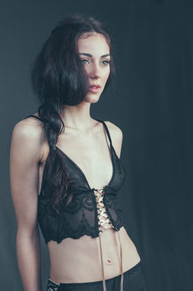 Chic bondage luxury erotic lingerie, Claire artlingerie exclusive on Darkest Fox NYC Design Veronica De Luca, Hot coutured in hot couture atelier Italia