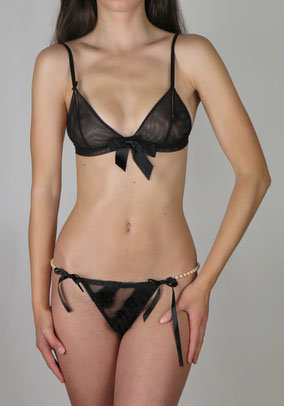 haute couture lingerie set pearl thong italian design underwear Ava crystal pearl thong and silk