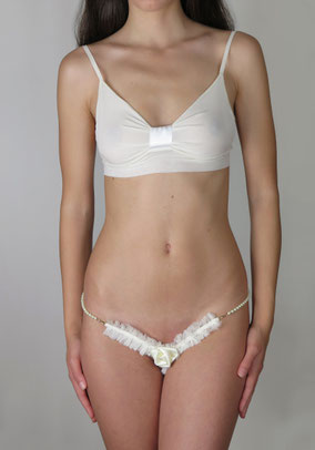 haute couture lingerie set italian design pure swarovski crystal pearl thong and silk