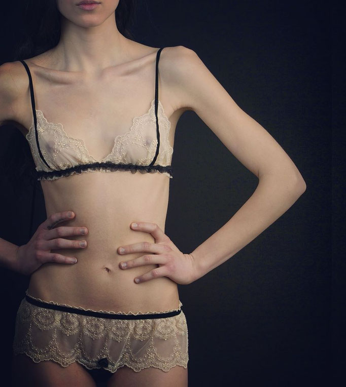Katrina new romantic bohemiem nude bralette haute couture lingerie set