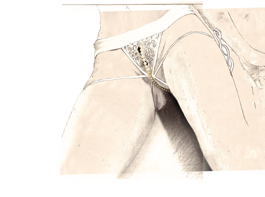 drawing Luxury erotic haute couture artwork by Veronica De Luca artlingerist 