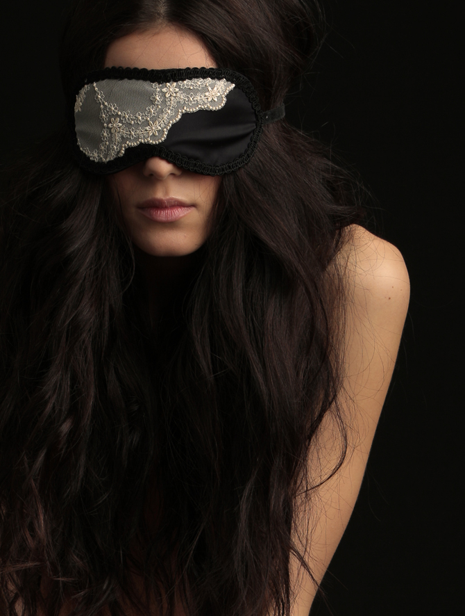 Pure silk eyemask black and nude ultra luxury bohemien style